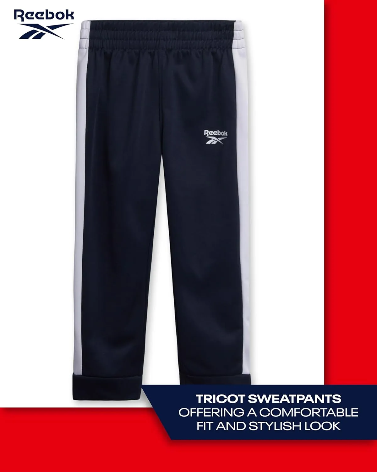 Reebok Baby Boys Tracksuit - 2 Piece Athletic Tricot Infant Toddler Baby Boy Outfits with Zip Up Track Jacket & Boys Joggers