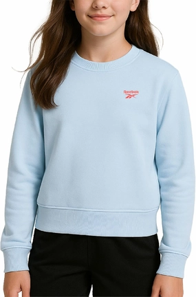Reebok Girls Sweatshirt - Soft Spun Fleece Casual Pullover Fleece Crewneck Sweatshirt for Girls, Relaxed Fit (Sizes: 7-12)
