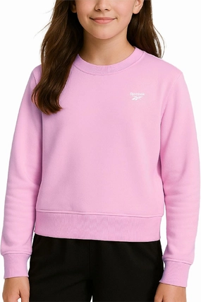 Reebok Girls Sweatshirt - Soft Spun Fleece Casual Pullover Fleece Crewneck Sweatshirt for Girls, Relaxed Fit (Sizes: 7-12)