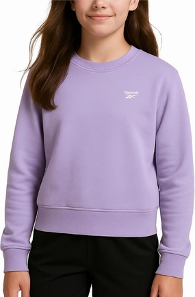 Reebok Girls Sweatshirt - Soft Spun Fleece Casual Pullover Fleece Crewneck Sweatshirt for Girls, Relaxed Fit (Sizes: 7-12)