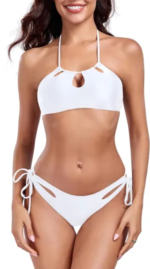 RELLECIGA Women's Halter Bikini Set Low Waisted Cute Bathing Suit