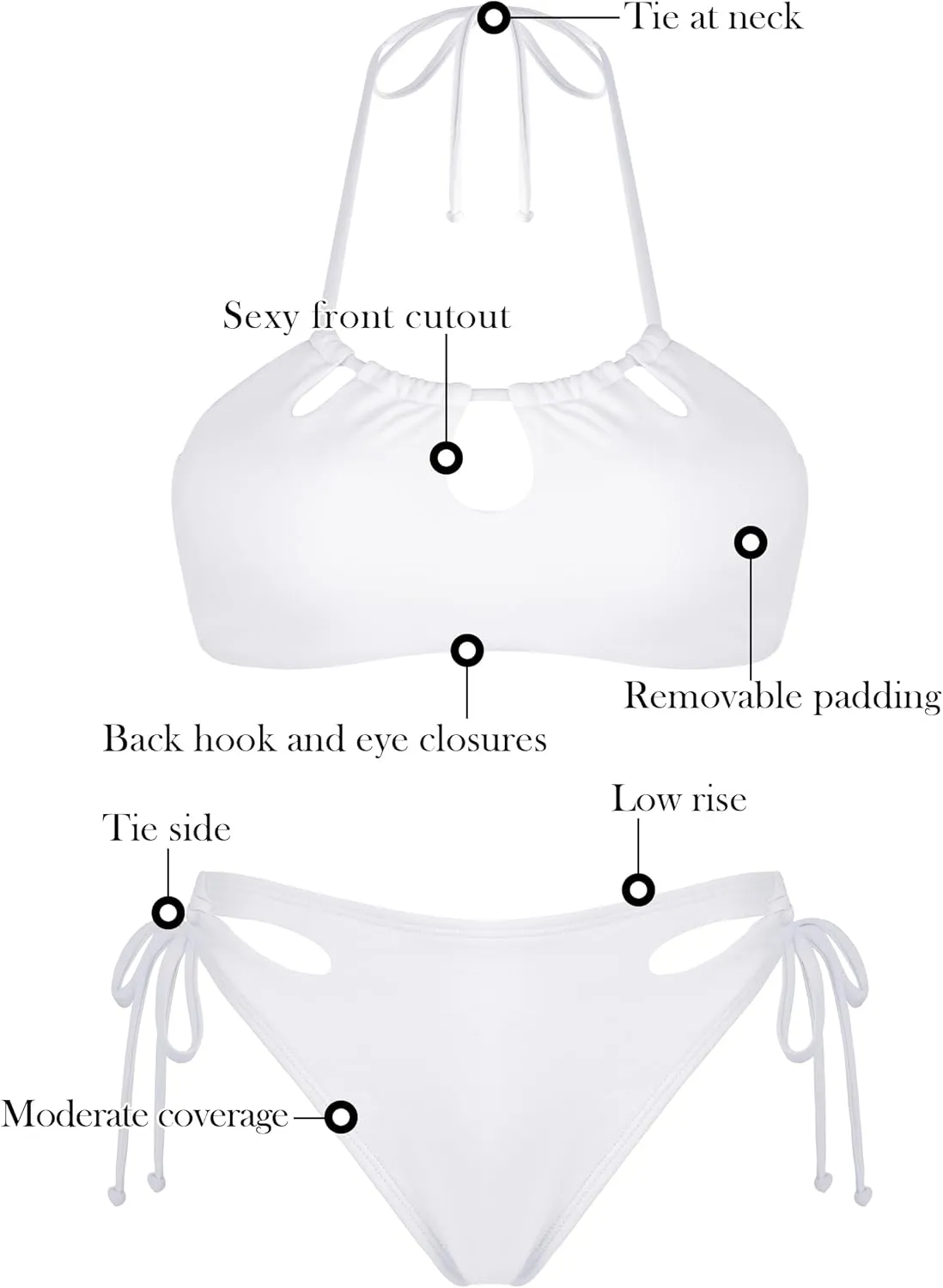 RELLECIGA Women's Halter Bikini Set Low Waisted Cute Bathing Suit