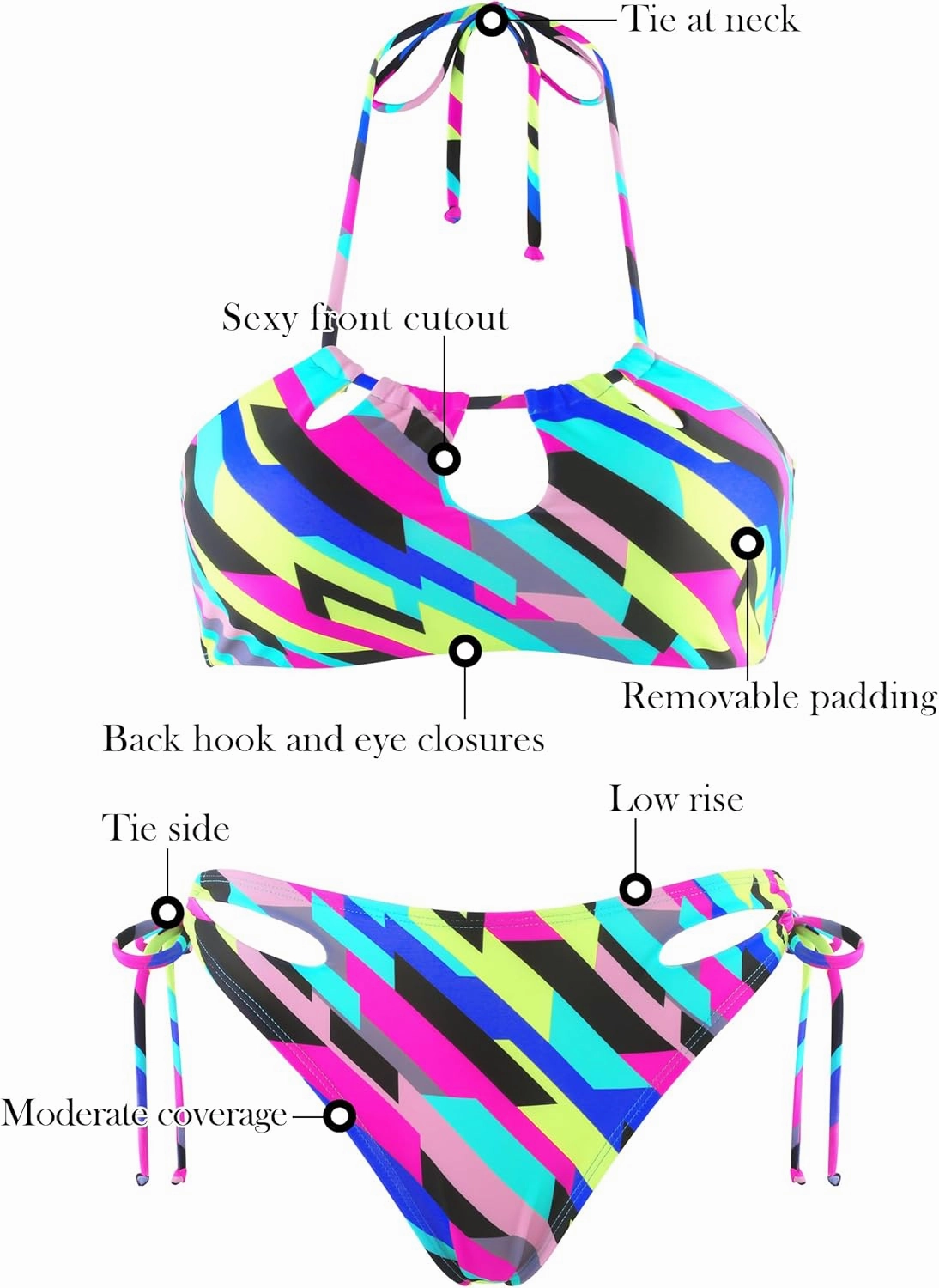 RELLECIGA Women's Halter Bikini Set Low Waisted Cute Bathing Suit