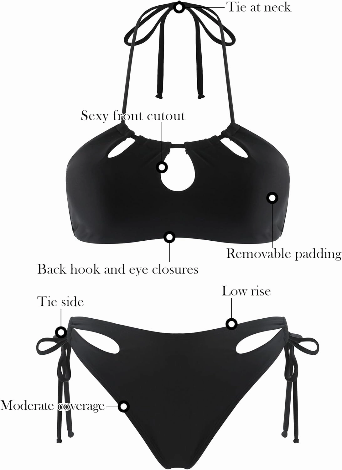 RELLECIGA Women's Halter Bikini Set Low Waisted Cute Bathing Suit