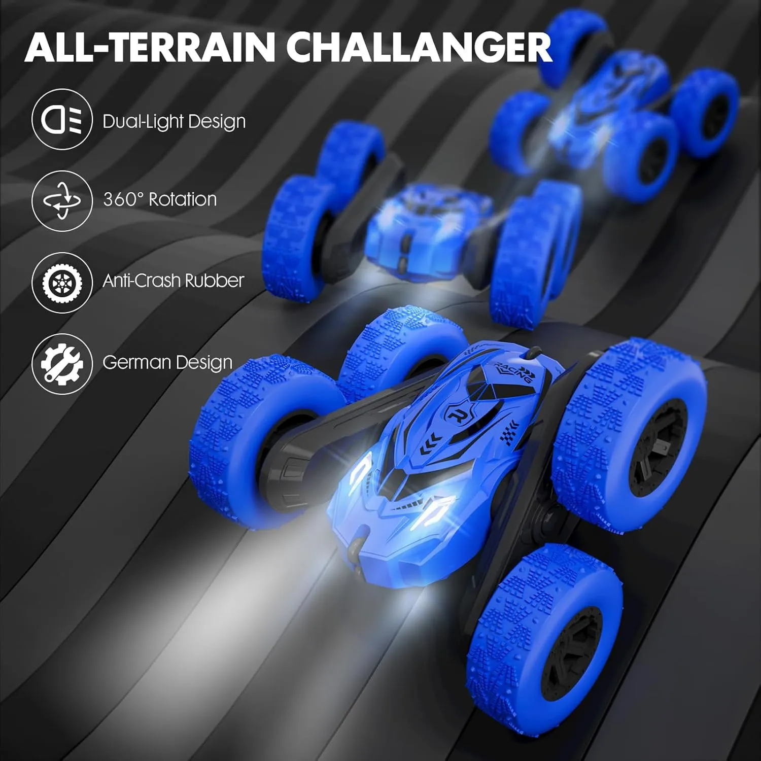 Remote Control Car for Boys 4-7, RC Cars with Headlights Double-Sided Driving 360° Flips Rotating for Kids Ages 4  Year Old, RC Stunt Car Toys for Boys and Girls Birthday Gift Blue
