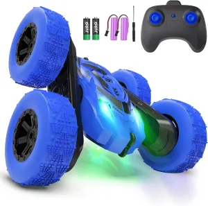 Remote Control Car for Boys 4-7, RC Cars with Headlights Double-Sided Driving 360° Flips Rotating for Kids Ages 4  Year Old, RC Stunt Car Toys for Boys and Girls Birthday Gift Blue