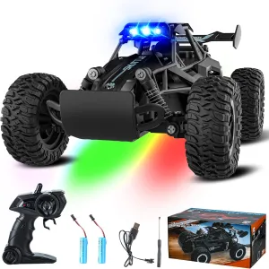 Remote Control Car for Kids 3 4 5 6 7 , 20 KM/H High-Speed RC Cars with LED Lights, 2.4GHz 2WD Monster Truck Toys, Rechargeable RC Car, Toy Cars for Girls Boys, Christmas & Birthday Gifts–Black