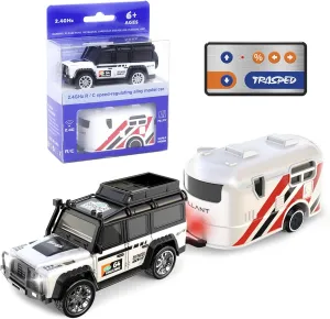 Remote Control Car for Kids 6 , 2.4Ghz Adjustable Speed RC Cars with Car Lights, USB-C Recharging, 1:64 Scale Alloy Off-Road Toy Cars with Trailer, Festive Gift for Kids