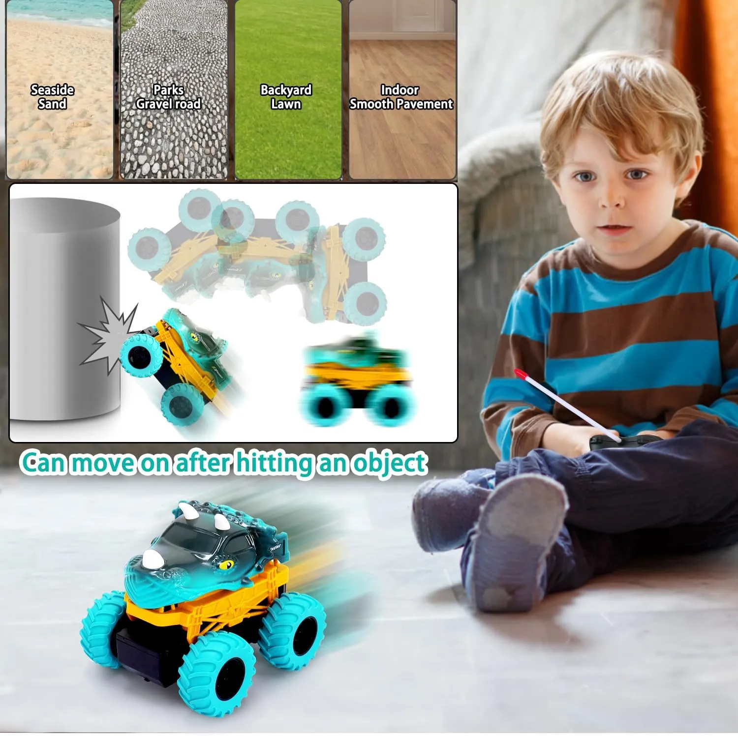 Remote Control Car Toys for Kids Boys,RC Dinosaur Monster Truck for Toddlers,1:30 Scale Mini Rc Off-Road Racing 4 Channels Electric Vehicle Toy Car Birthday Gift for 2 3 4 5 6 7 8 Years Old Girls