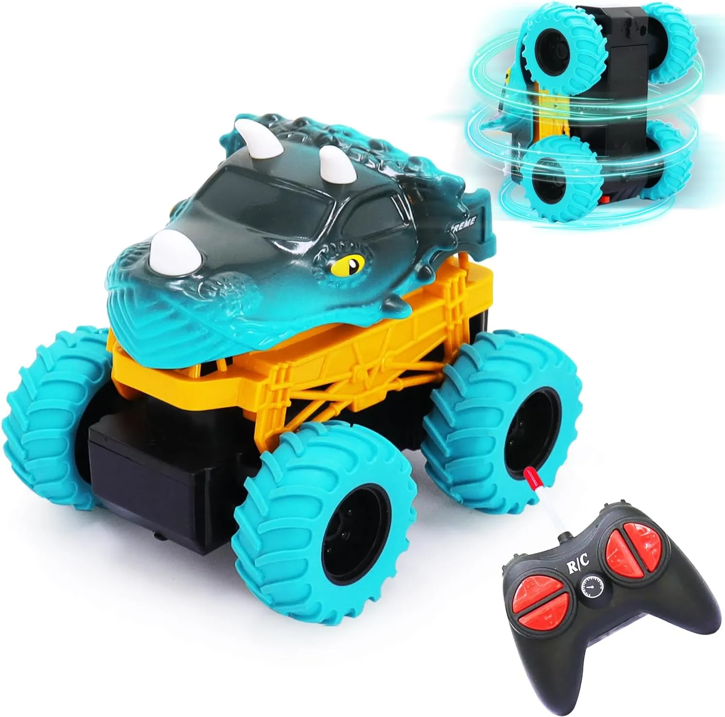 Remote Control Car Toys for Kids Boys,RC Dinosaur Monster Truck for Toddlers,1:30 Scale Mini Rc Off-Road Racing 4 Channels Electric Vehicle Toy Car Birthday Gift for 2 3 4 5 6 7 8 Years Old Girls