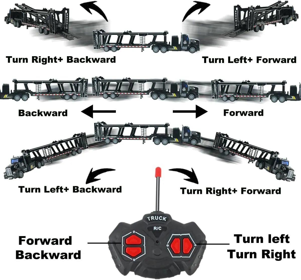 Remote Control Car Transporter Truck Includes 6 Cars, 14" 1:48 Car Transporter Semi Truck Toy, Equipped with 2 Rechargeable Batteries, Gifts Ideas for Boys Age 3-8 Year Old