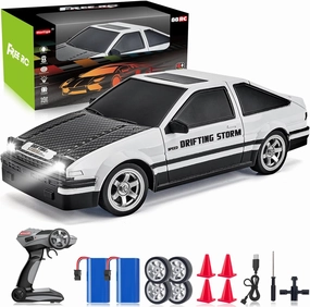 Remote Control Drift Car 1:16 Scale 4WD With LED Lights 2.4GHz 30km/h Hard Shell RTR High Speed Racing Sport Toy for Adults Boys Girls Kids Gift 2Pcs Rechargeable Batteries