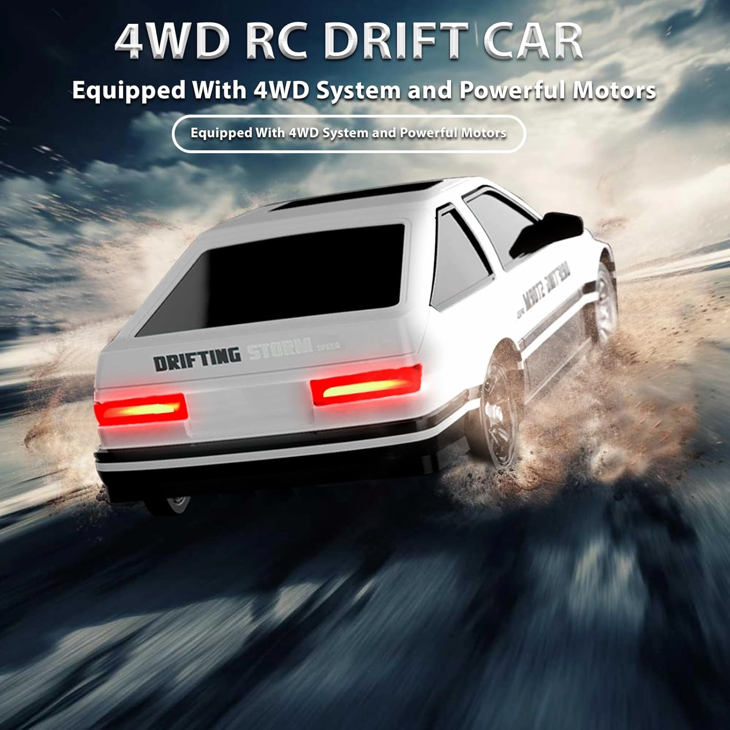 Remote Control Drift Car 1:16 Scale 4WD With LED Lights 2.4GHz 30km/h Hard Shell RTR High Speed Racing Sport Toy for Adults Boys Girls Kids Gift 2Pcs Rechargeable Batteries