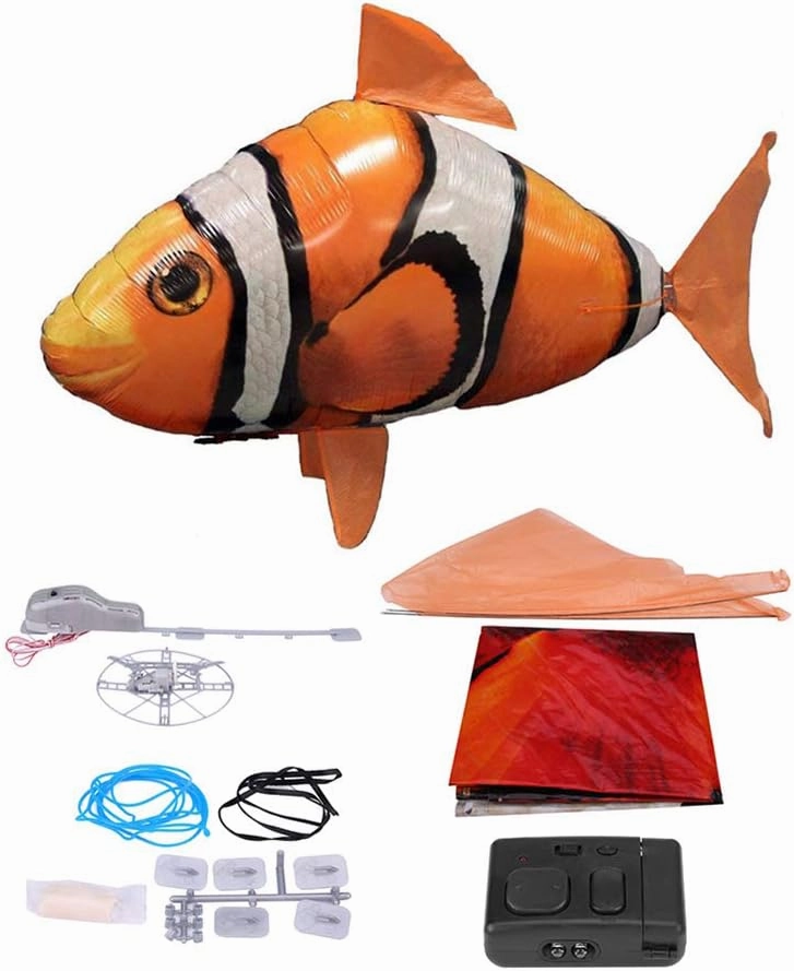 Remote Control Flying Shark, Inflated RC Balloon Toy Clownfish Gift, Inflatable Flying Toy (Orange Clownfish)