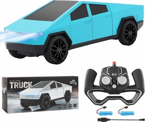 Remote Control Pickup Truck, 1/24 Scale Racing Car Model, Rechargeable Battery & Light and Loadspace, for Adults and Boys (Blue)