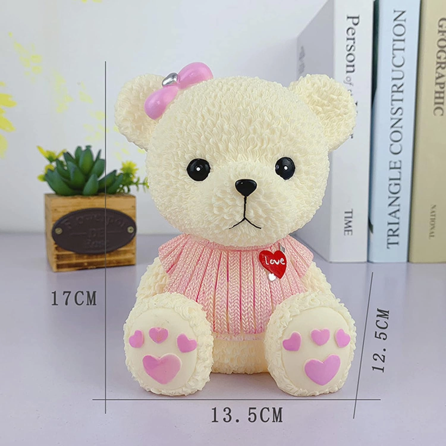 Resin Cartoon Teddy Bear Piggy Bank Cute Bear Coin Bank Coin Box Money Bank Coin Saving Box for Kids Gift