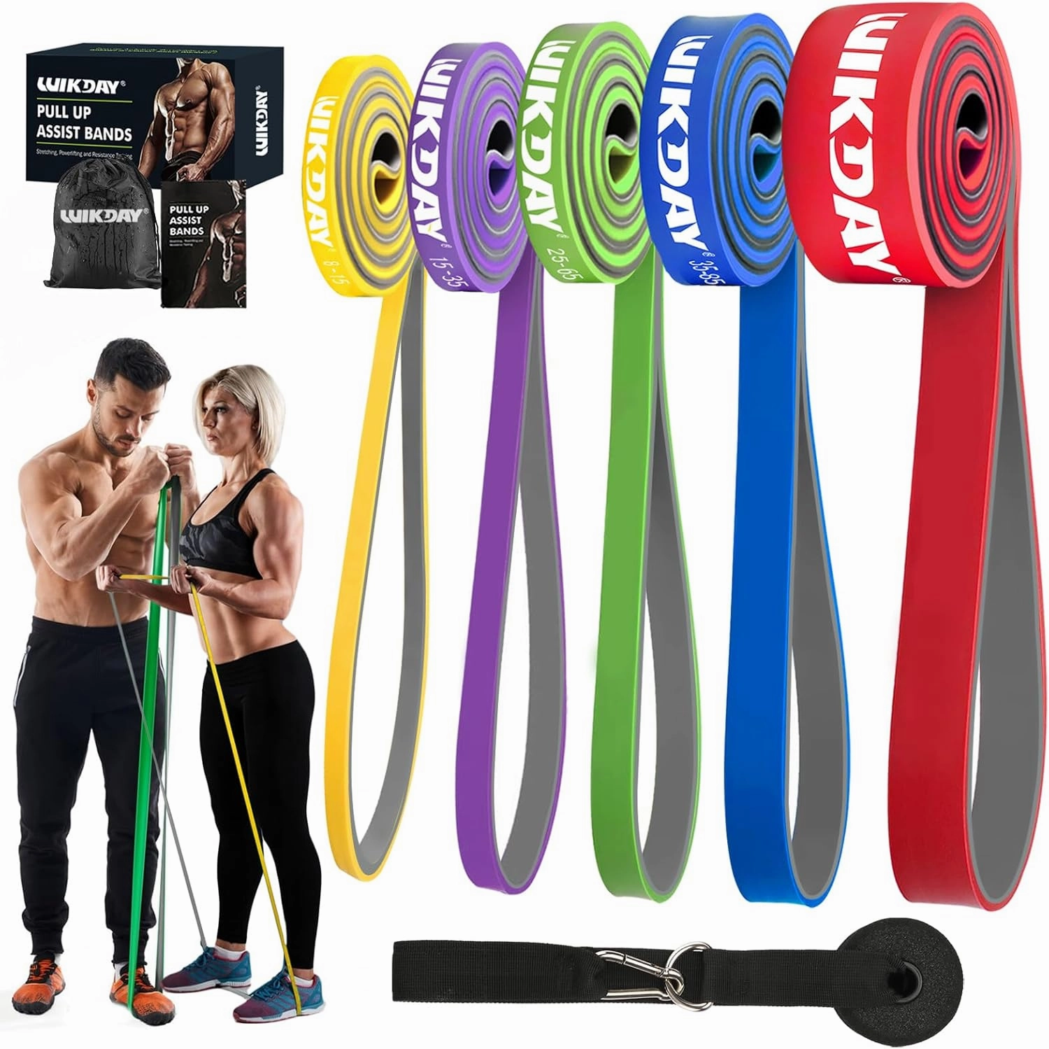 Resistance Bands, Pull Up Bands, Workout Bands for Exercise, Thick Heavy Resistance Band Set with Door Anchor, Elastic Bands for Body Stretching, Crossfit Training at Home/Gym Men & Women Women