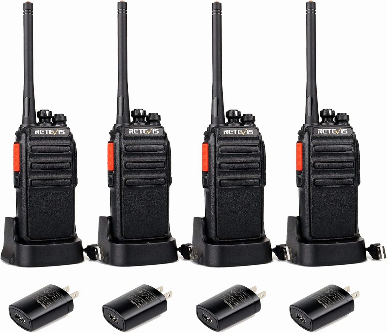 Retevis H-777S Two Way Radios Rechargeable, Walkie Talkies Long Range, 2 Way Radio, VOX Handsfree, Durable, for Worker Office Camping Hiking(4 Pack)