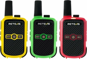 Retevis RT15 Walkie Talkies, Portable FRS Two Way Radios Rechargeable, Durable, Compact, VOX Handsfree, Mini Walkie Talkies for Adults and Kids, Traveling, Camping, Hiking (3 PCS)