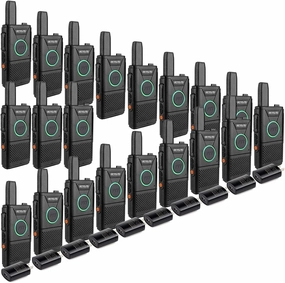 Retevis RT18 Walkie talkies 20 Pack,Rechargeable Two Way Radio Long Range,Dual PTT,Center LED,VOX Hands Free,Portable,Mini Small 2 Way Radio for Adults Team Business Commercial Work School Healthcare