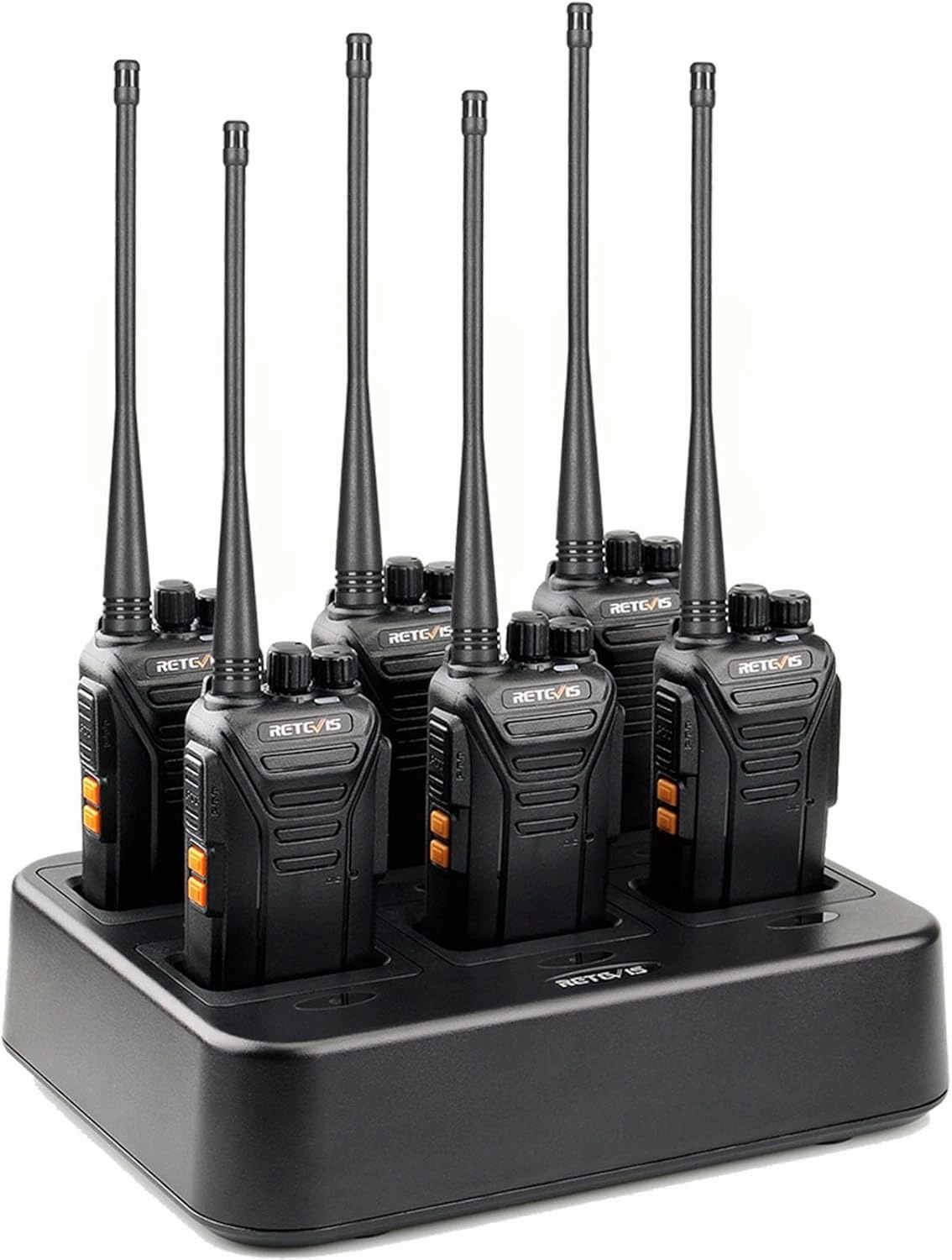 Retevis RT27V MURS 2 Way Radio, Walkie Talkies Rechargeable, Long Range, Multi-Unit Charger, License Free, Rugged, Two Way Business Radios for Emergency Rescue Farm Church(6 Pack)