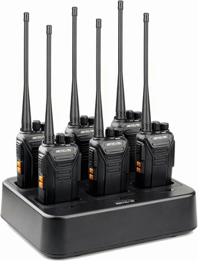 Retevis RT27V MURS 2 Way Radio, Walkie Talkies Rechargeable, Long Range, Multi-Unit Charger, License Free, Rugged, Two Way Business Radios for Emergency Rescue Farm Church(6 Pack)