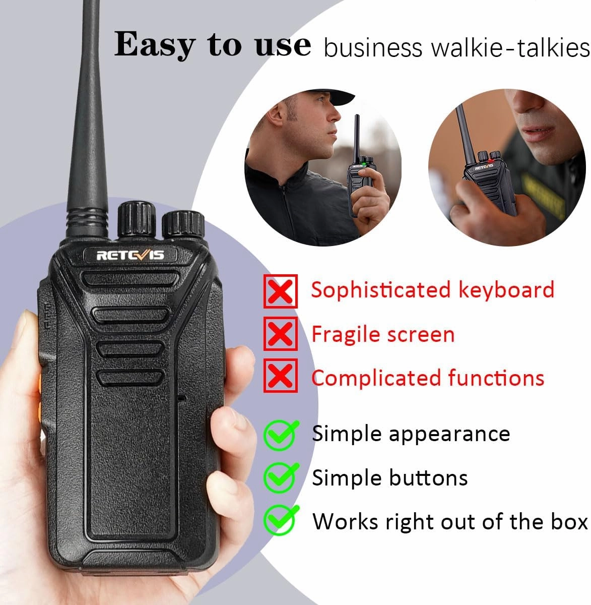 Retevis RT27V MURS 2 Way Radio, Walkie Talkies Rechargeable, Long Range, Multi-Unit Charger, License Free, Rugged, Two Way Business Radios for Emergency Rescue Farm Church(6 Pack)