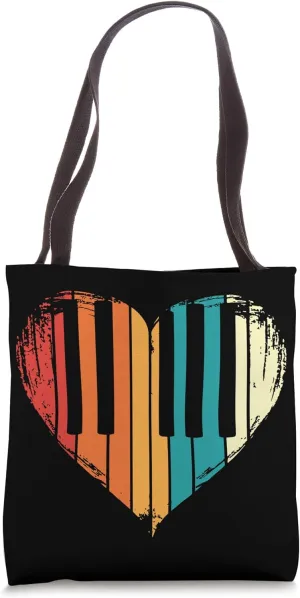Retro Vintage Piano Heart Keyboardist Instrumentalist Cute Tote Bag