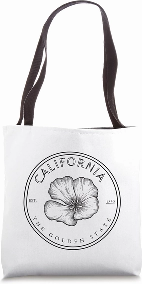 Retro California Poppy Tote Bag