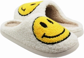Retro Fuzzy Face Slippers for Women Men, Lightweight Slip-on Soft Fluffy Warm Couple Style Casual Cute Cozy Indoor Outdoor House Memory Foam Happy Face Slippers