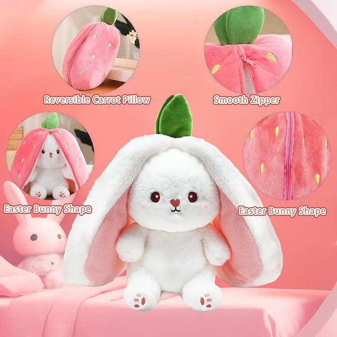 Reversible Strawberry Bunny Cuddly Toy
