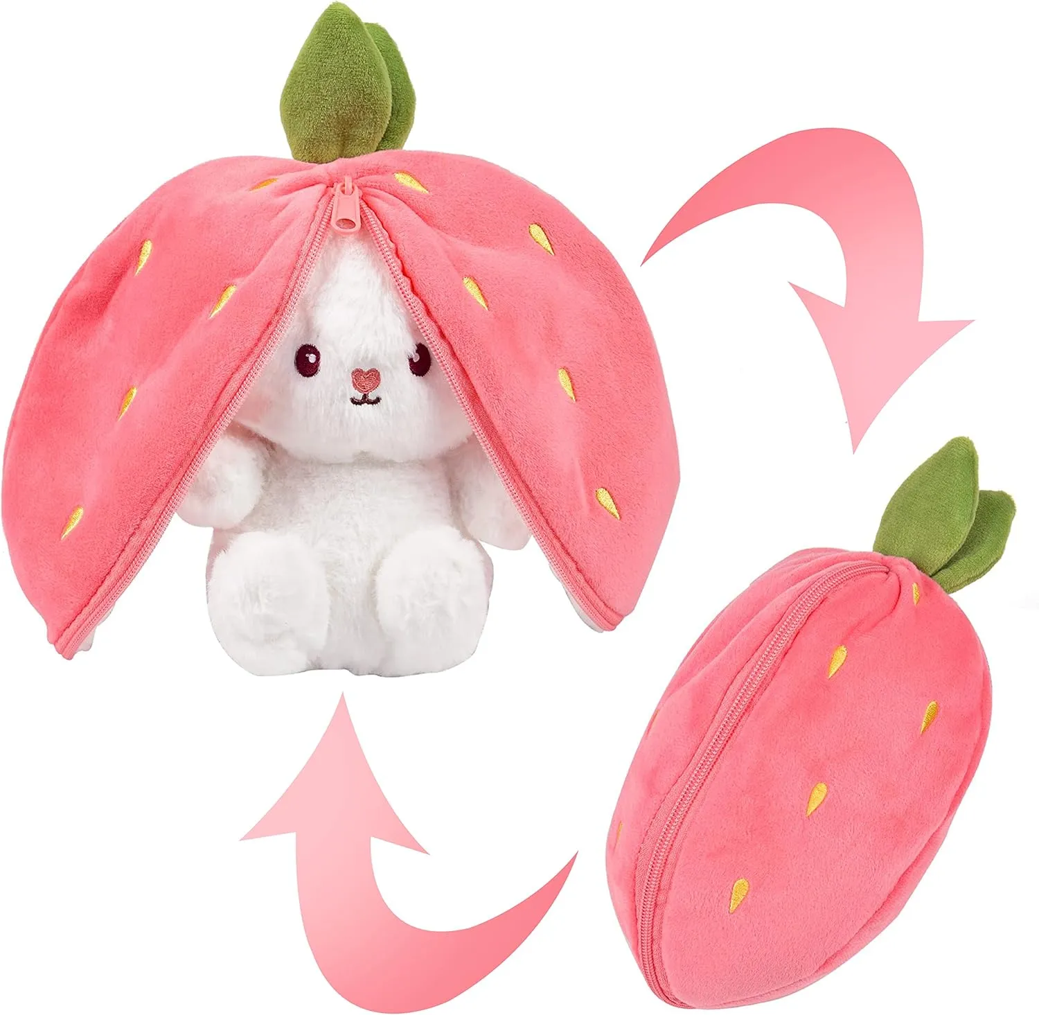 Reversible Strawberry Bunny Cuddly Toy