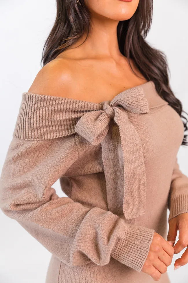 Ribbons and Bows Detail Mushroom Midi Dress FINAL SALE