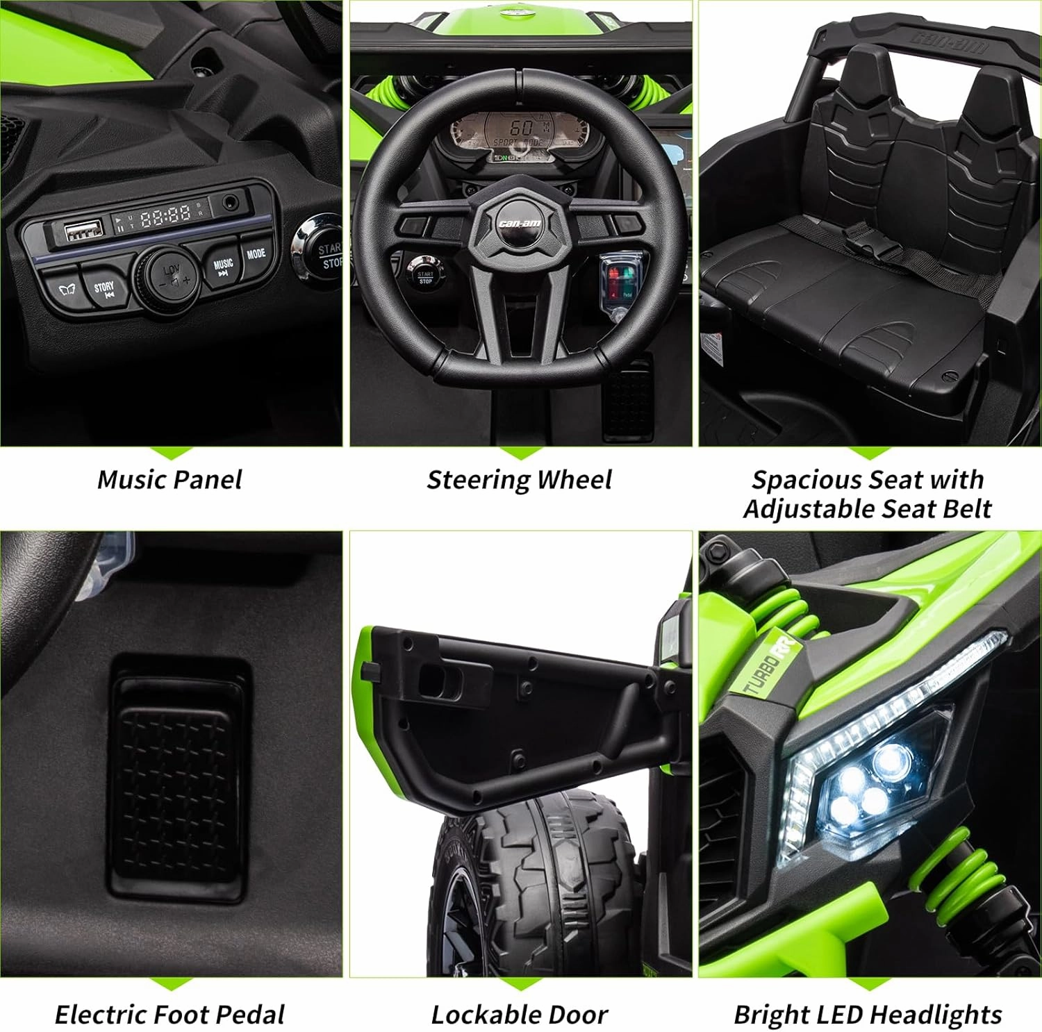Ride on UTV Car, Licensed Can-Am Electric Off-Road UTV Car, Kids Truck w/Remote Control, Large Seat, Music, LED Lights, Spring Suspension, Ride on Toy for Boys Girls
