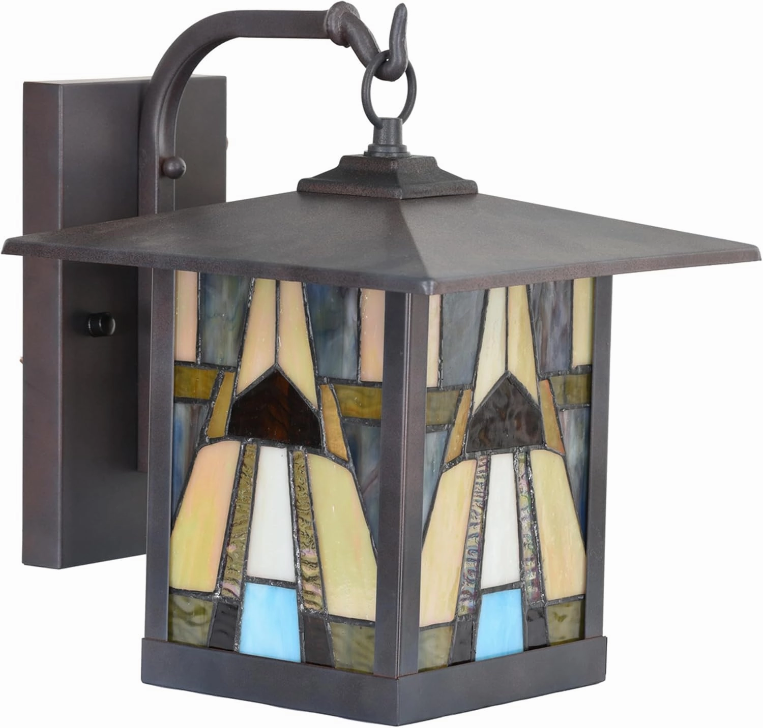 RIVER OF GOODS Stained Glass Outdoor Light Fixture - 11.75" H - Mission Style Porch Light - Mabel