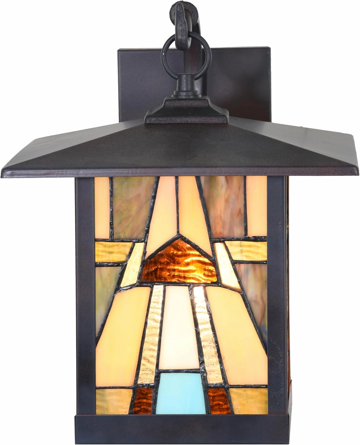 RIVER OF GOODS Stained Glass Outdoor Light Fixture - 11.75" H - Mission Style Porch Light - Mabel