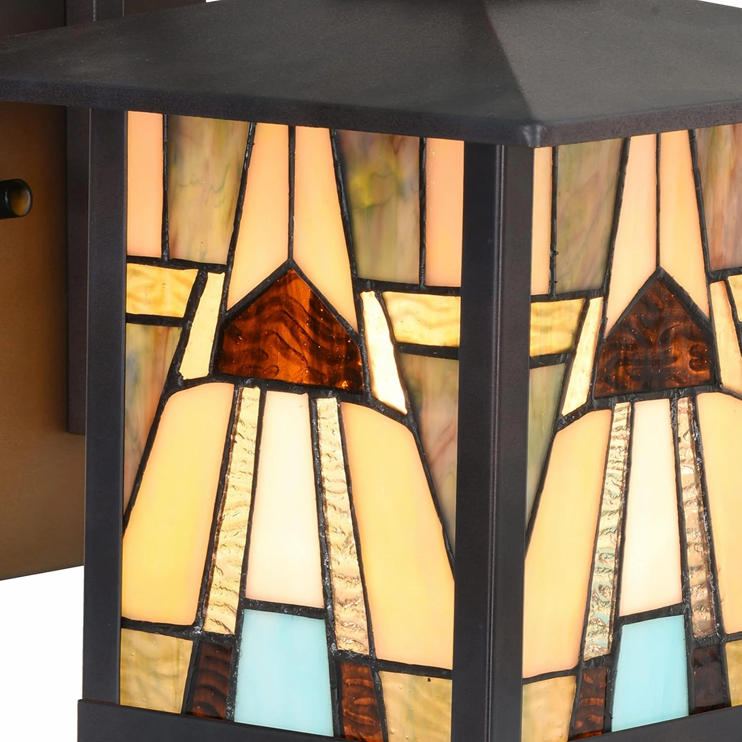 RIVER OF GOODS Stained Glass Outdoor Light Fixture - 11.75" H - Mission Style Porch Light - Mabel