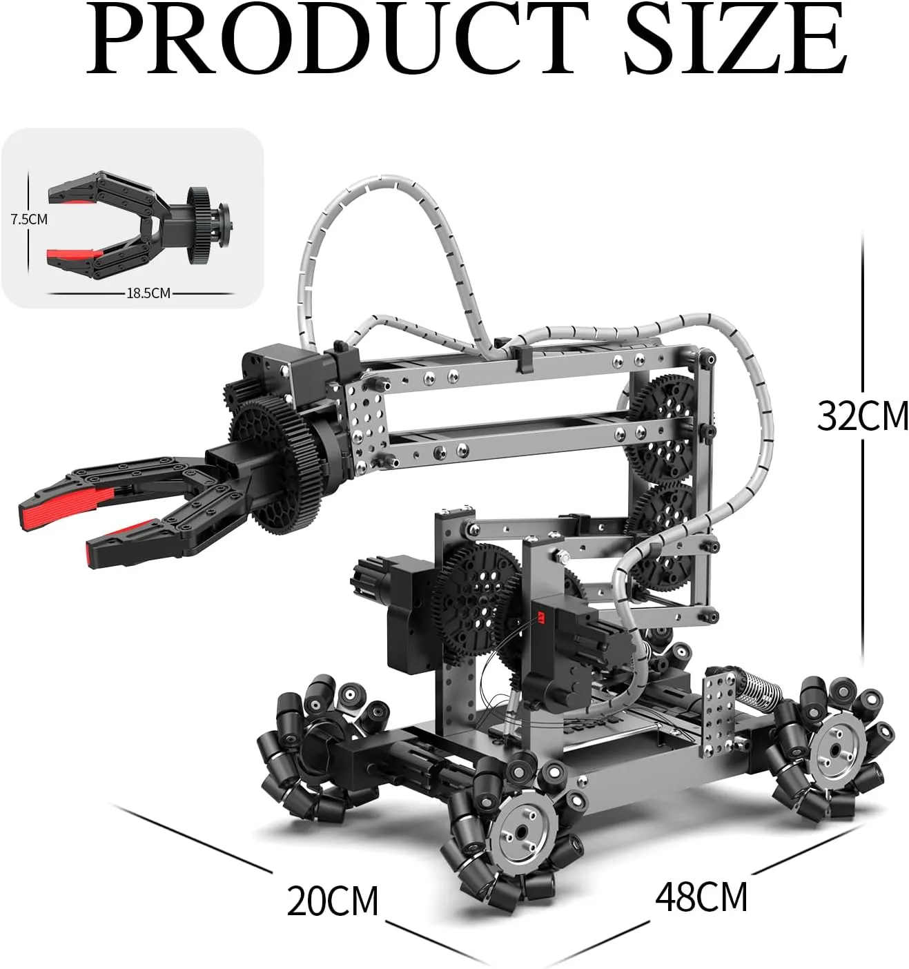 Robot Arm Building Toys, Flexible Remote Control Robotic Arm with 360° Gripper and Wheels, STEM Educational Birthday Gifts Ideas for Kids Adults, 103Pcs Robot Arm Kit (with Gift)