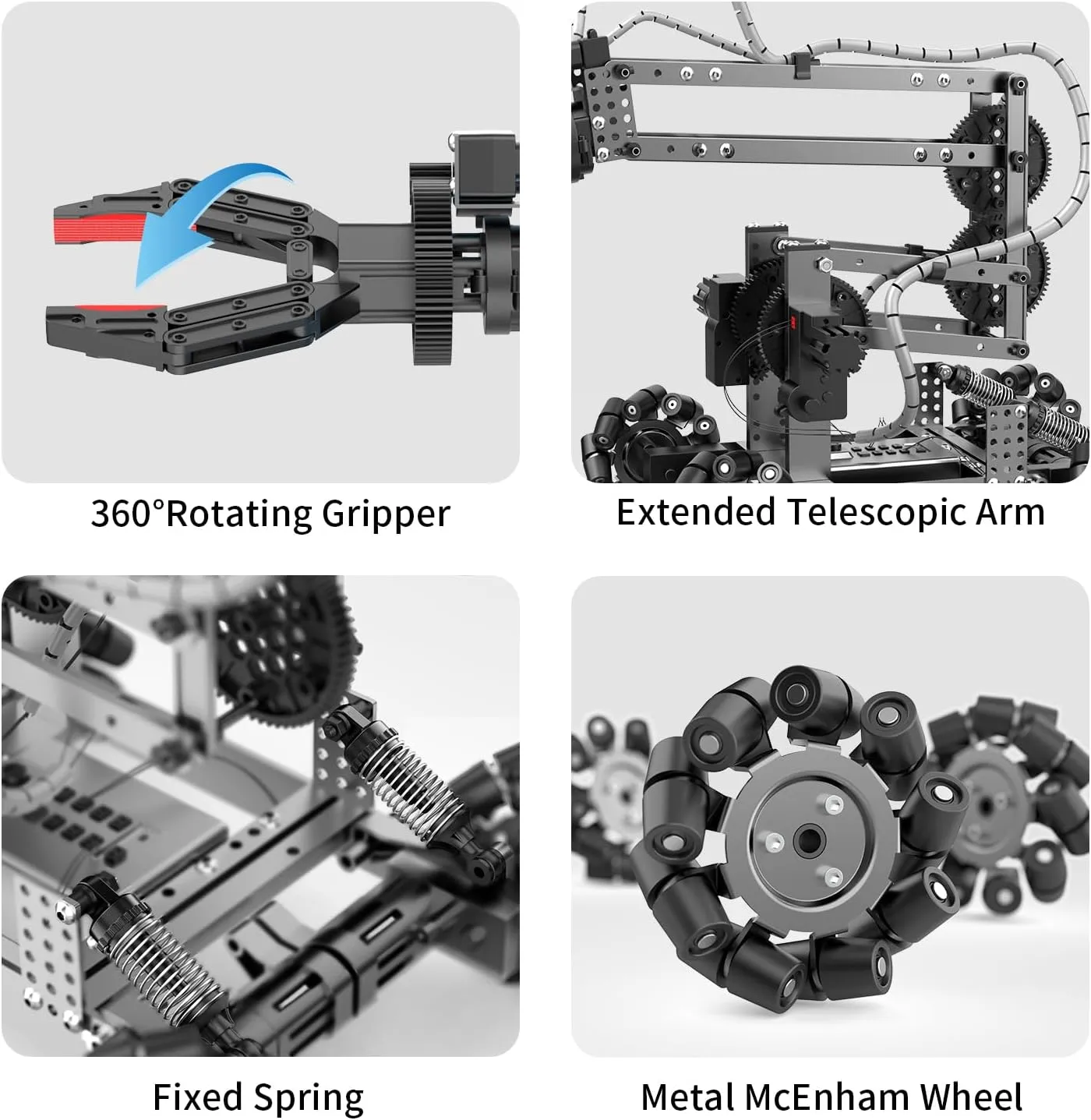 Robot Arm Building Toys, Flexible Remote Control Robotic Arm with 360° Gripper and Wheels, STEM Educational Birthday Gifts Ideas for Kids Adults, 103Pcs Robot Arm Kit (with Gift)