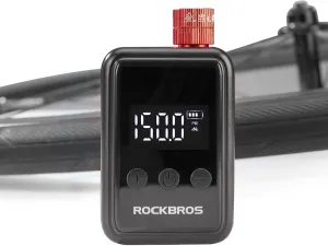 ROCKBROS Mini Bike Pump 150PSI Portable Electric Bicycle Pump with Digital Pressure Gauge Rechargeable Bike Tire Inflator 500mAh with Presta and Schrader Valve for Mountain Road Bikes,E-Bike, Ball