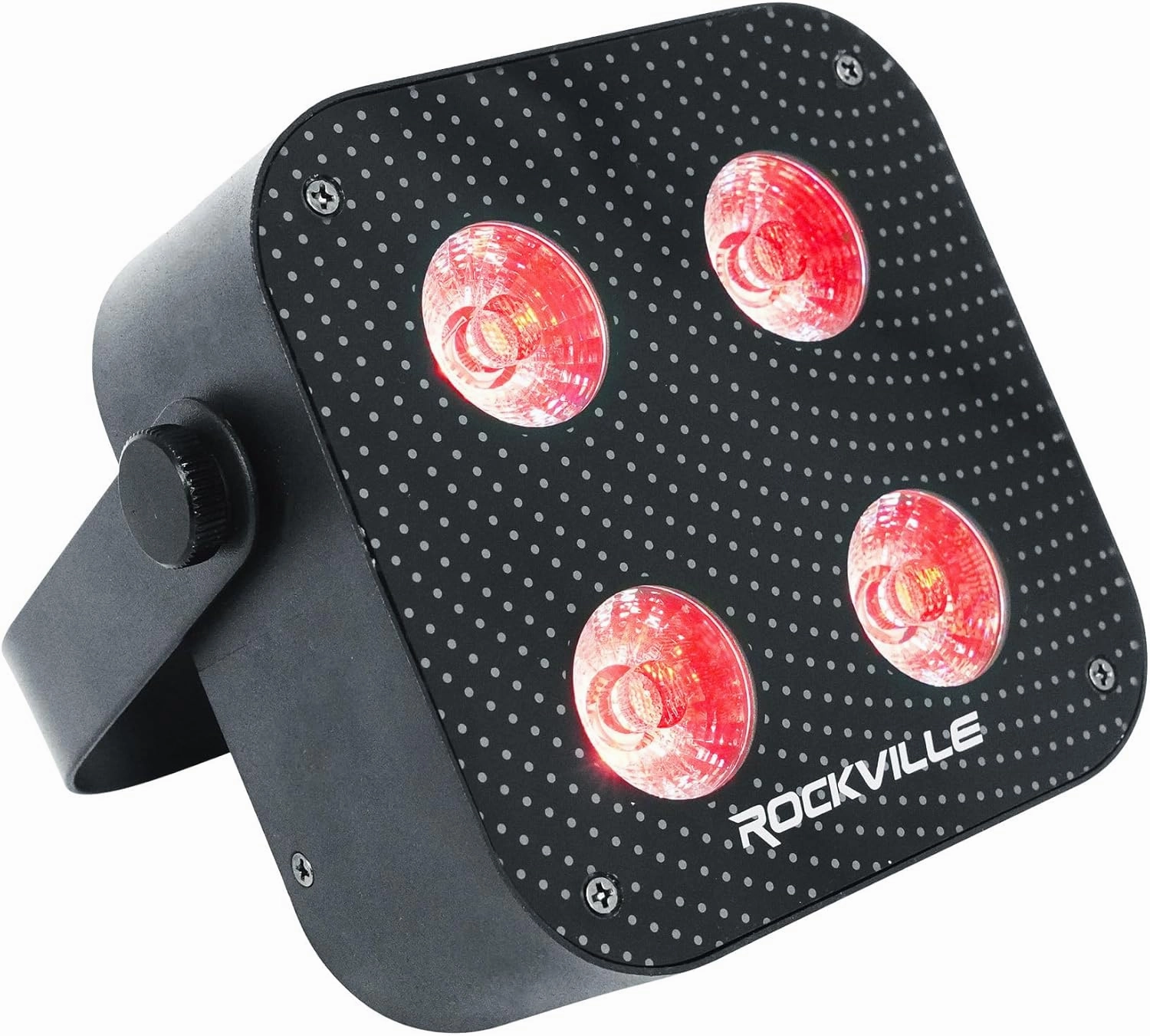 Rockville 4 Pack Mini IR4 Black, LED Wash Lights, RGBWA UV, Compact, App Control, LCD, Wireless DMX, Rechargeable, Perfect for DJ & Event Lighting