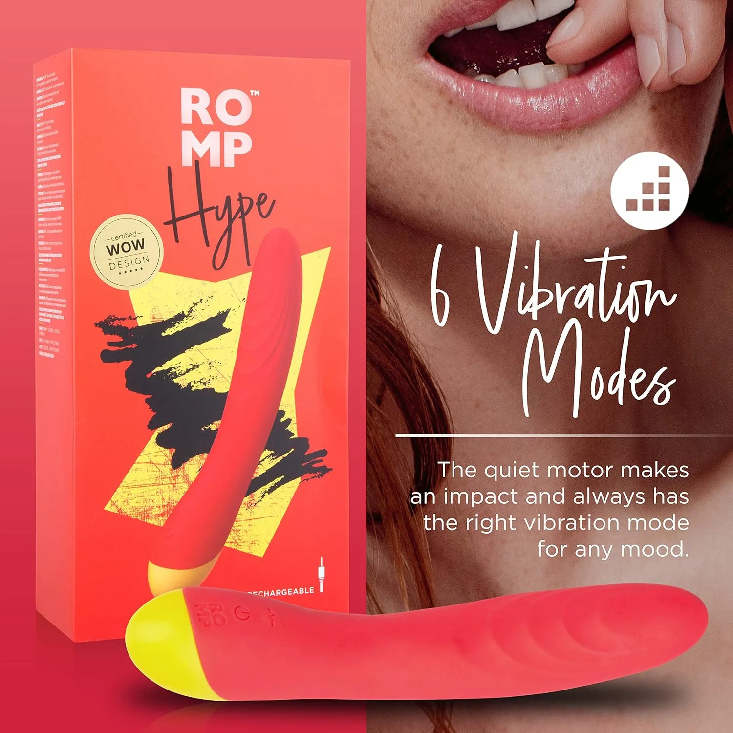 ROMP Hype G-Spot & Clit Vibrator | Female Vibrating Clitoral & G spot Massage Sex Toy | Sexual Massager with 10 Intensity Levels | Rechargeable & Waterproof | Adult Toys | Gifts for Women and Couples