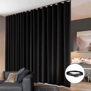 Room Divider Curtains Flexible Ceiling Tracks set Curtain track Ceiling Mount Blackout Curtain for Living Room Bedroom Ceiling Curtain Rod Privacy Dividers Panels W150 x H84 Black Drape & Black rail