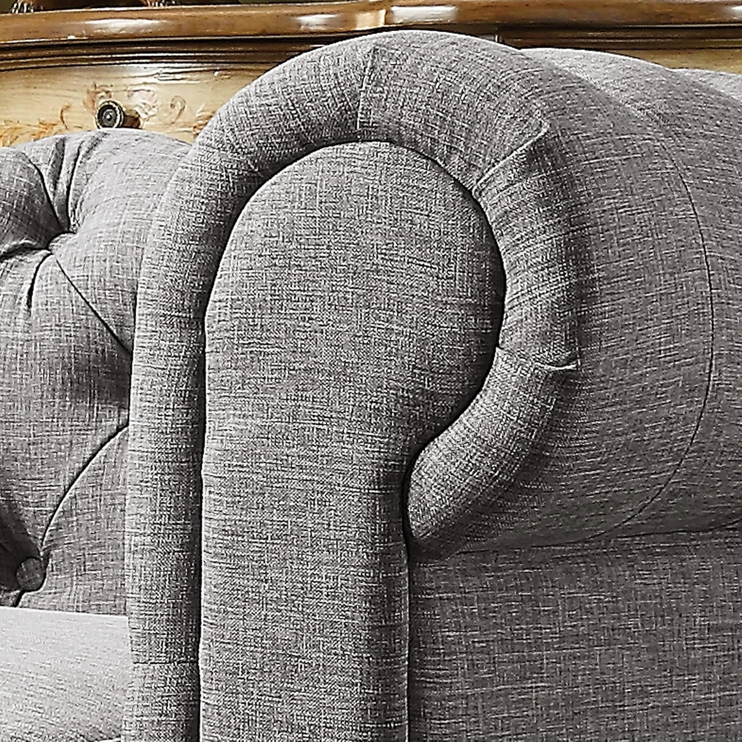 Rosevera Genevieve Upholstered Tufted Loveseat Couch,Chesterfield Sofa loveseat with Armrest Scroll Arm Sofa Couch, Sectional Sofa for Living Room Office