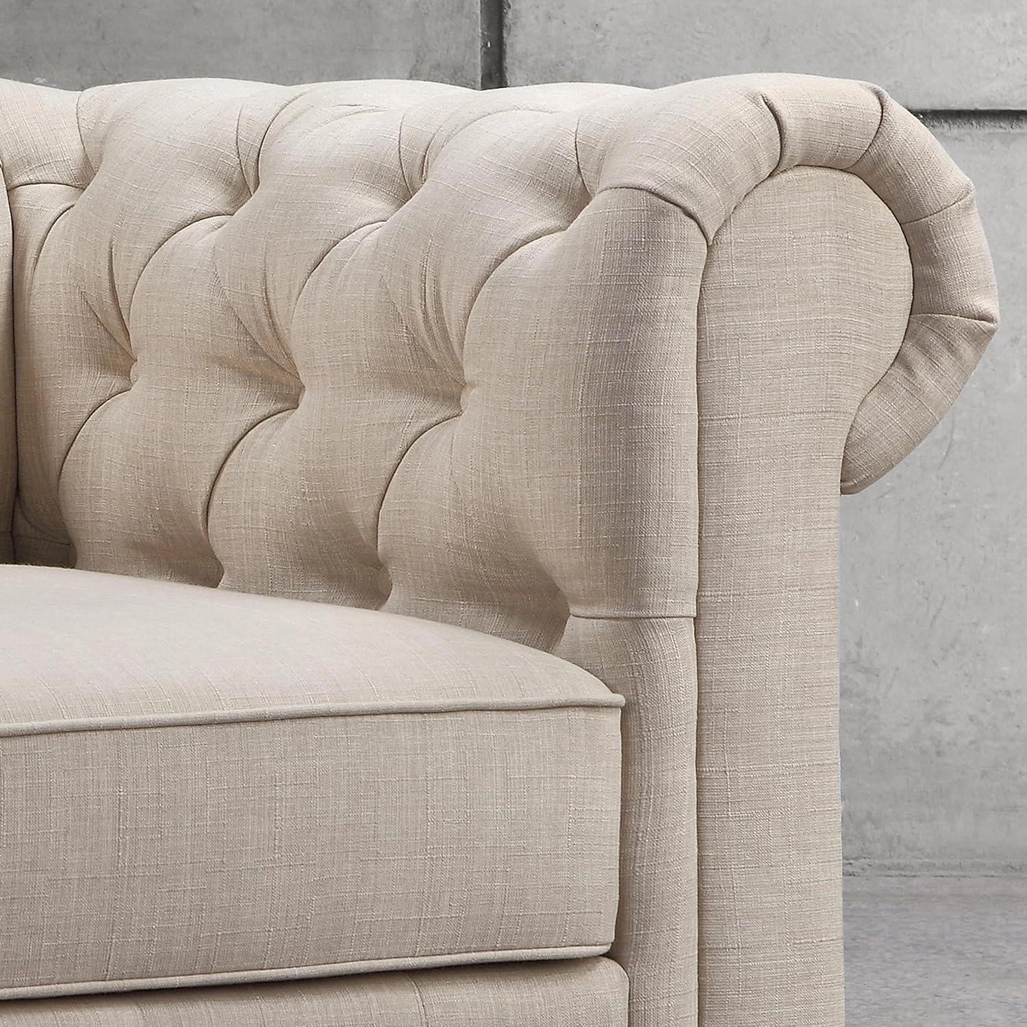 Rosevera Genevieve Upholstered Tufted Loveseat Couch,Chesterfield Sofa loveseat with Armrest Scroll Arm Sofa Couch, Sectional Sofa for Living Room Office