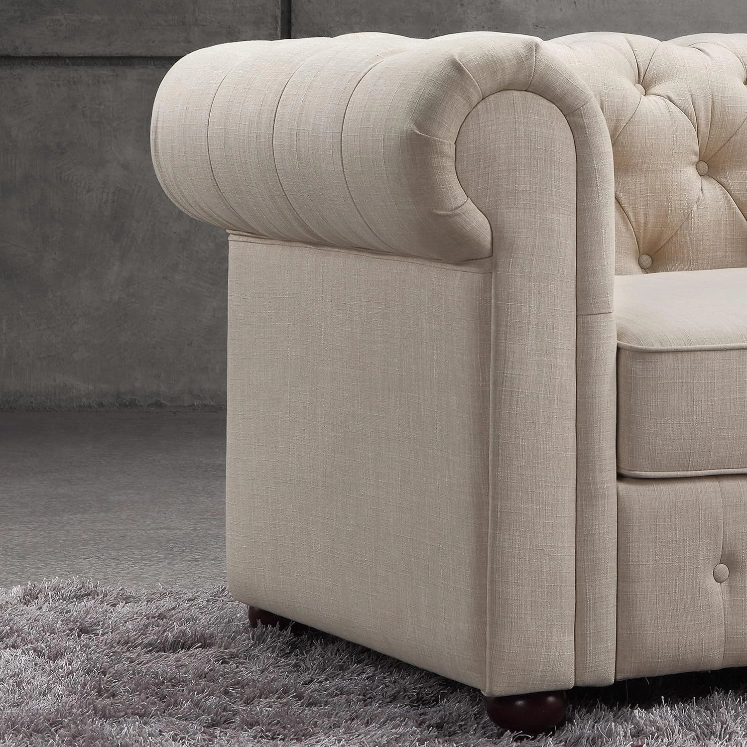 Rosevera Genevieve Upholstered Tufted Loveseat Couch,Chesterfield Sofa loveseat with Armrest Scroll Arm Sofa Couch, Sectional Sofa for Living Room Office