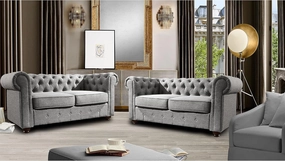 Rosevera Genevieve Upholstered Tufted Loveseat Couch,Chesterfield Sofa loveseat with Armrest Scroll Arm Sofa Couch, Sectional Sofa for Living Room Office