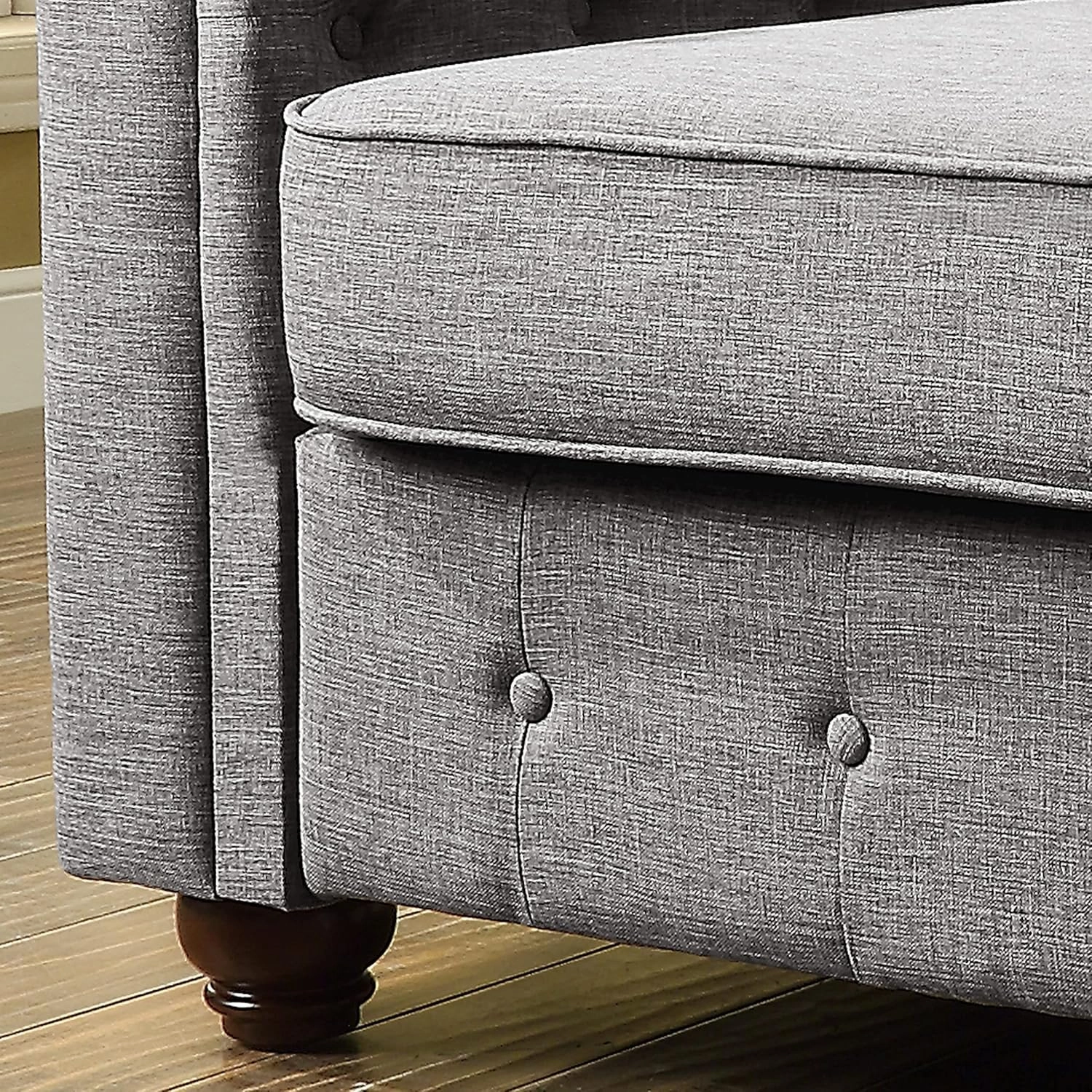 Rosevera Genevieve Upholstered Tufted Loveseat Couch,Chesterfield Sofa loveseat with Armrest Scroll Arm Sofa Couch, Sectional Sofa for Living Room Office