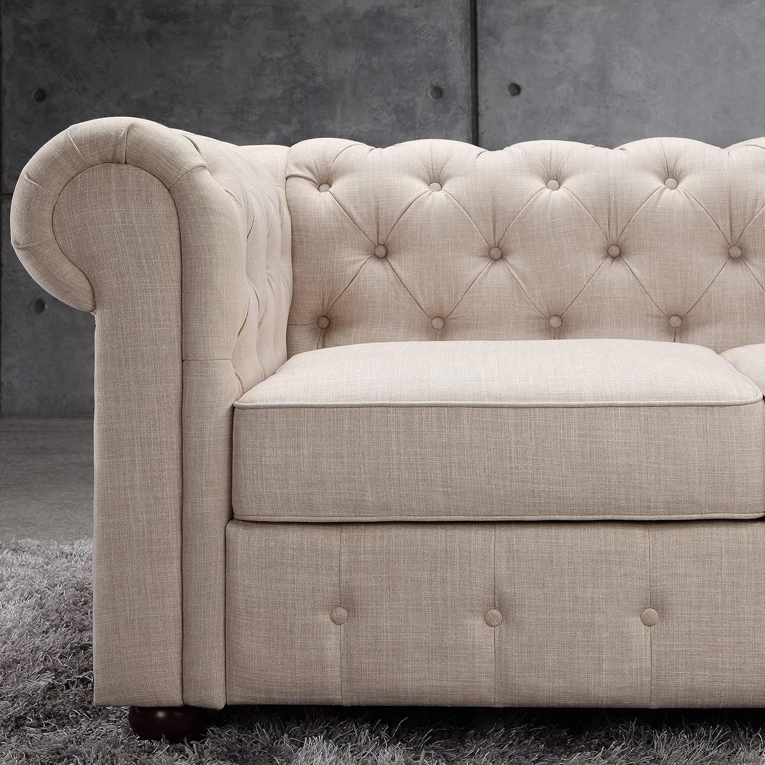 Rosevera Genevieve Upholstered Tufted Loveseat Couch,Chesterfield Sofa loveseat with Armrest Scroll Arm Sofa Couch, Sectional Sofa for Living Room Office