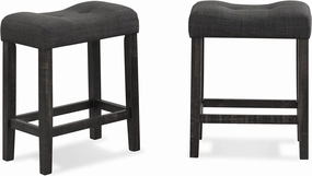 Roundhill Furniture Sora Button Tufted Counter Height Saddle Stools, Set of 2, Gray
